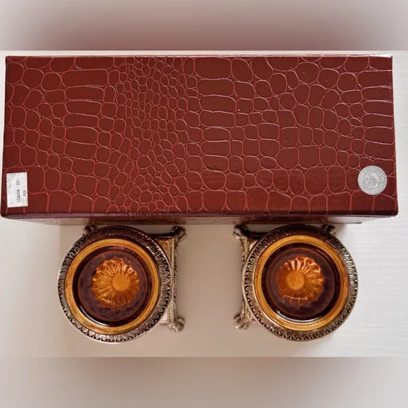 Neiman Marcus Vintage Godinger Silver and Gold Accent Salt Cellar Set - Picture 10 of 12